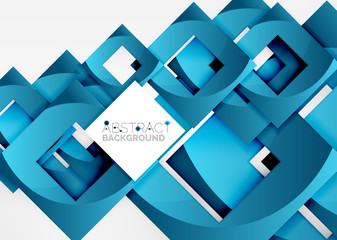 Squares geometric object in light 3d space, abstract background