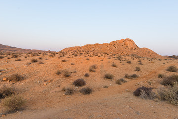 The Namib desert at sunset, Aus, Namibia, Africa. Panoramic view.