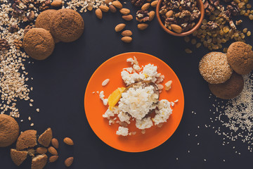 Healthy breakfast - oatmeal porridge, still life