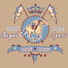 Horse racing vintage emblem