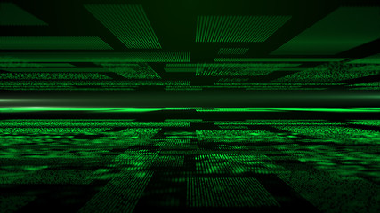 Abstract data panel flow in cyber space, technology concept