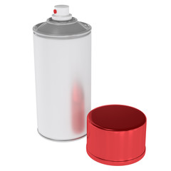 3D rendered blank aluminium spray can template with red cap for paint, hairspray, deodorant.