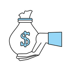 Money bag icon Financial item commerce and market theme Isolated design Vector illustration