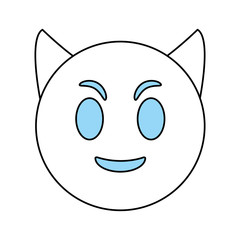 Devil cartoon face icon Emoticon caricature and character theme Isolated design Vector illustration