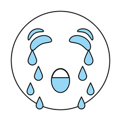 cartoon face crying Emoticon caricature and character theme Isolated design Vector illustration
