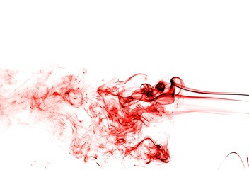 Abstract red smoke on white background, red background,red ink on white background