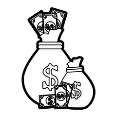 Money bag icon Financial item commerce and market theme Isolated design Vector illustration