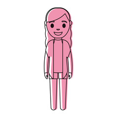 woman standing icon over white background colorful design vector illustration