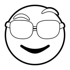 cartoon face with glasses icon Emoticon caricature and character theme Isolated design Vector illustration