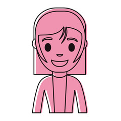 cartoon young woman smiling icon over white background colorful design vector illustration