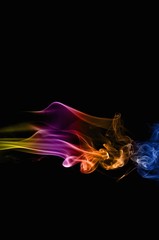 Abstract colorful smoke on black background, smoke background,colorful ink background,Yellow, Violet, Orange, Blue,beautiful color smoke