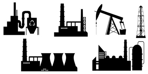 set of Industry icon silhouettes