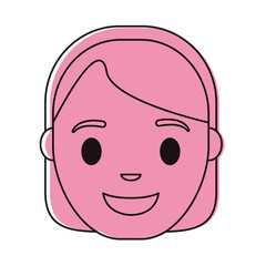 cartoon woman smiling icon over white background colorful design vector illustration