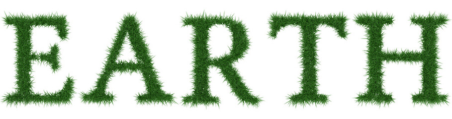 Earth - 3D rendering fresh Grass letters isolated on whhite background.