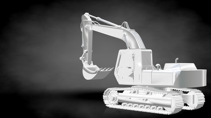 3d rendering of a reflective digger machine on a dark black background