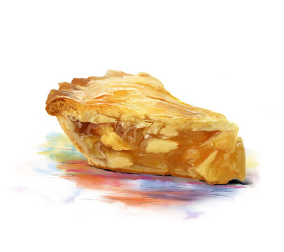 Slice Of Apple pie watercolor