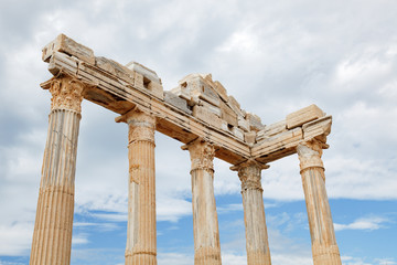 Columns of an ancient Greek temple, ruins