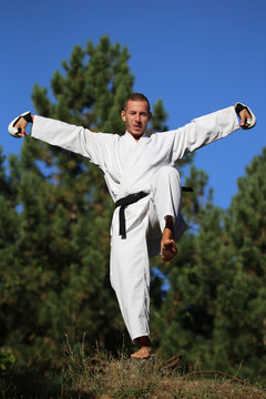 Karate practice outdoors