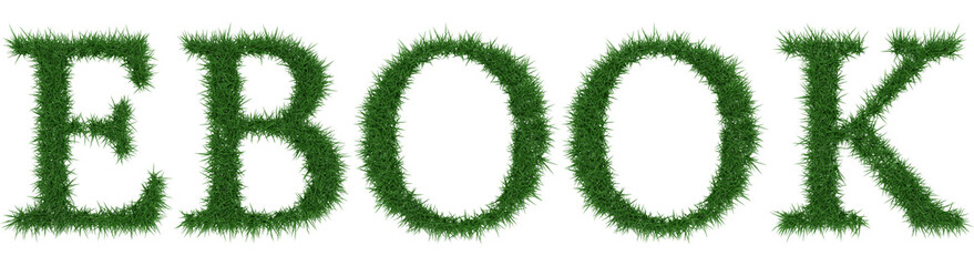 Ebook - 3D rendering fresh Grass letters isolated on whhite background.