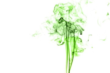 Abstract green smoke on white background, smoke background,green ink background,green, beautiful color smoke