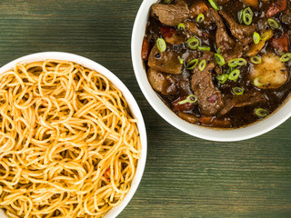  Beef and Black Bean Sauce With Red Peppers And Egg Noodles
