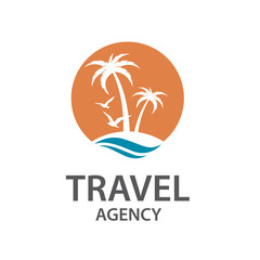 icon with palm trees silhouette on island