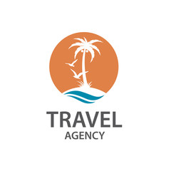 icon with palm trees silhouette on island