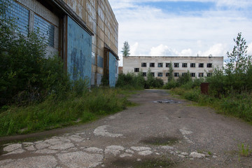 Fototapeta na wymiar Abandoned industrial buildings in the Leningrad region, Russia.