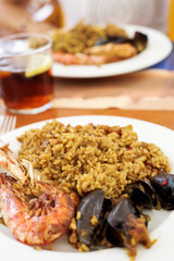 typical spanish seafood paella