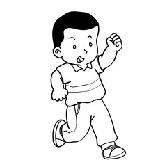 Hand drawing of boy running -Vector Illustration