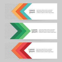 Collection of arrow business banner set vector templates. clean modern geometric abstract background.