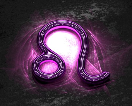 Sign of the zodiac in pink metal with caustics - Leo