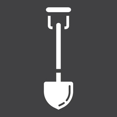 Shovel glyph icon, build and agricultural, spade sign vector graphics, a solid pattern on a black background, eps 10.