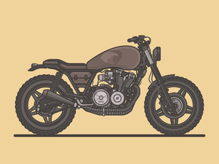 Cafe Racer. Classic Vintage Motorcycle. Motorbike Flat Vector Illustration