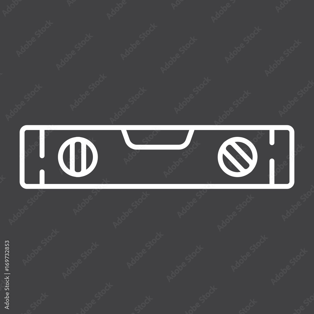 Poster bubble level tool line icon, build and repair, level ruler sign vector graphics, a linear pattern on