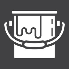 Bucket of paint glyph icon, build and repair, painting sign vector graphics, a solid pattern on a black background, eps 10.