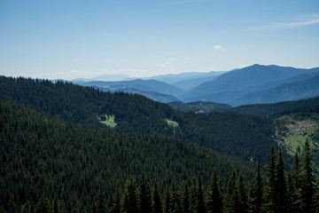 View of Rarau and Giumalau mountains in Bucovina, Romania