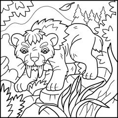 Cartoon saber-tooth tiger coloring book
