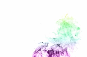 Abstract colorful smoke on white background, smoke background,colorful ink background,Violet, Green, Orange