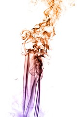 Abstract colorful smoke on white background,colorful ink ,Violet,purple, Orange