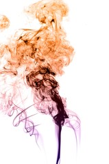 Abstract colorful smoke on white background,colorful ink ,Violet,purple, Orange