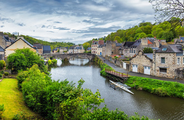 Fototapeta na wymiar The magnificent old city of Dinan. Concept of Europe travel, sightseeing and tourism. Brittany (Bretagne), France