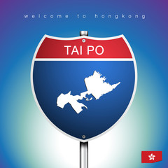 The City label and map of Hongkong In American Signs Style