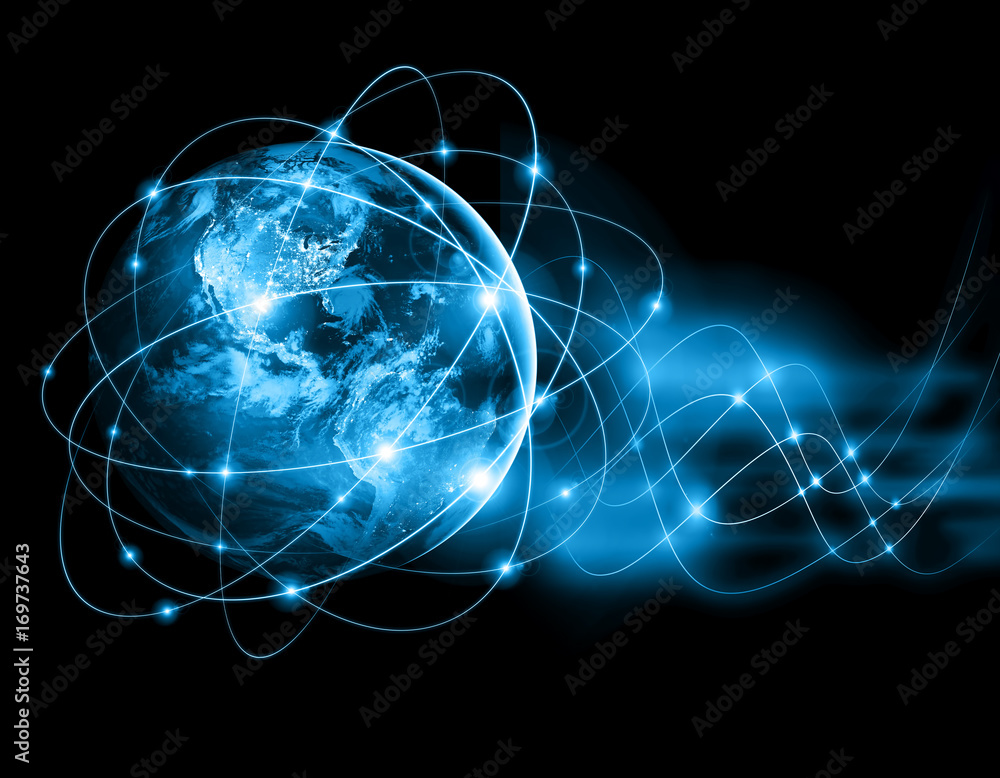 Wall mural Earth from Space. Best Internet Concept of global business from concepts series. Elements of this image furnished by NASA. 3D illustration