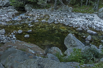View of river Iskar close up in Rila mountain, Bulgaria, Europe  
