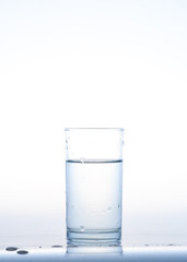 glass of water on white background