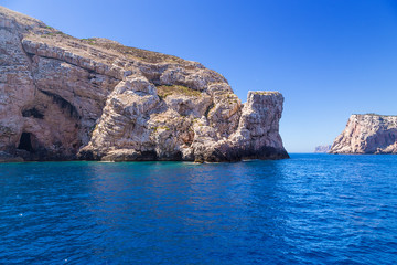 Sardinia, Italy. Picturesque cliffs near cape Capo Caccia