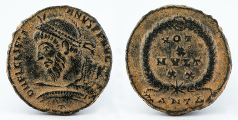 Ancient Roman copper coin of Julian II.