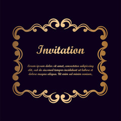 Vector decorative element for design. Frame template with place for text. Fine floral border. Lace decor. Elegant art for birthday and greeting card, wedding invitation.