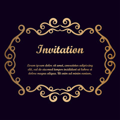 Vector decorative element for design. Frame template with place for text. Fine floral border. Lace decor. Elegant art for birthday and greeting card, wedding invitation.